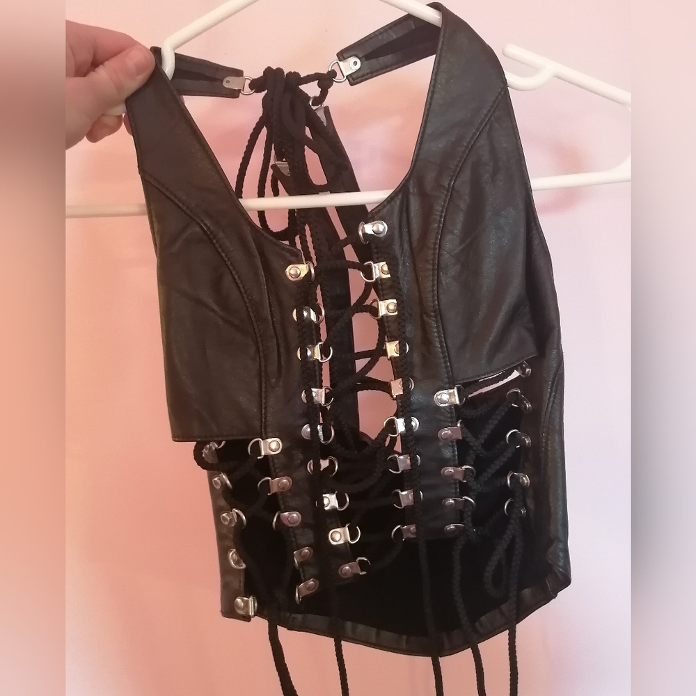 ALLURE Lingerie Black leather corset size Small